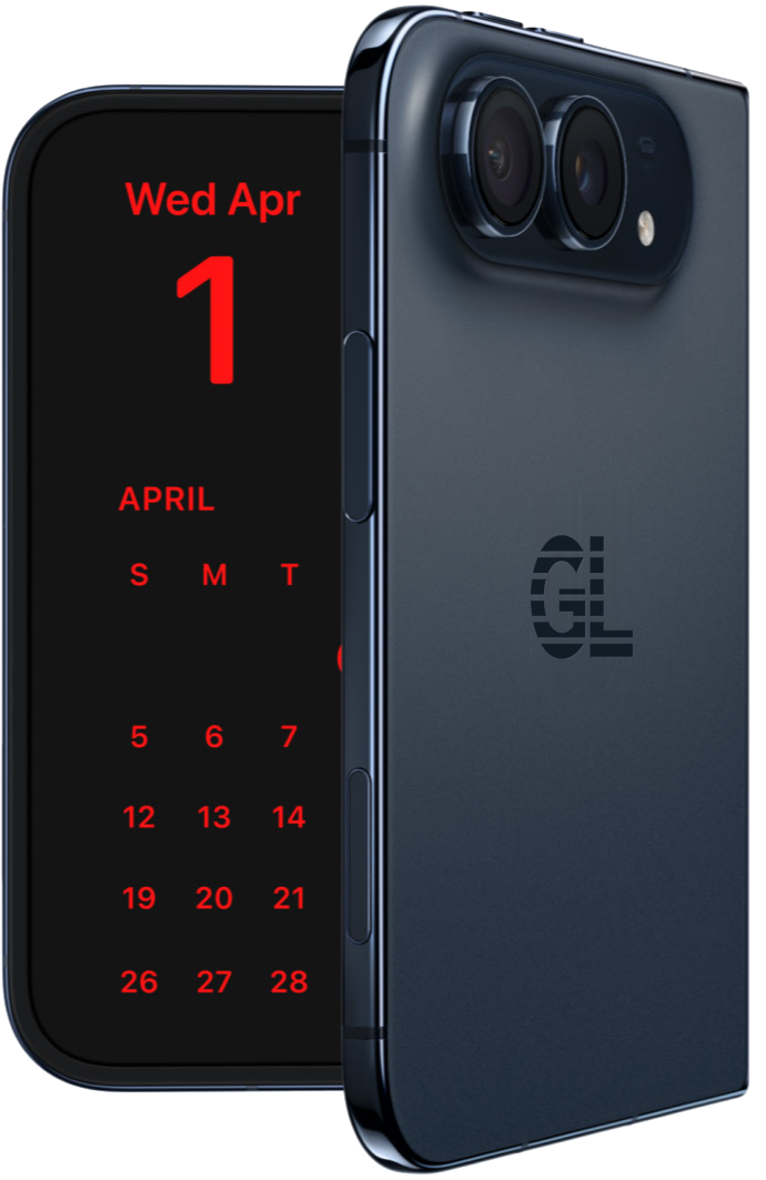 iPhone Fold, closed, showing the GLA Social approval feed